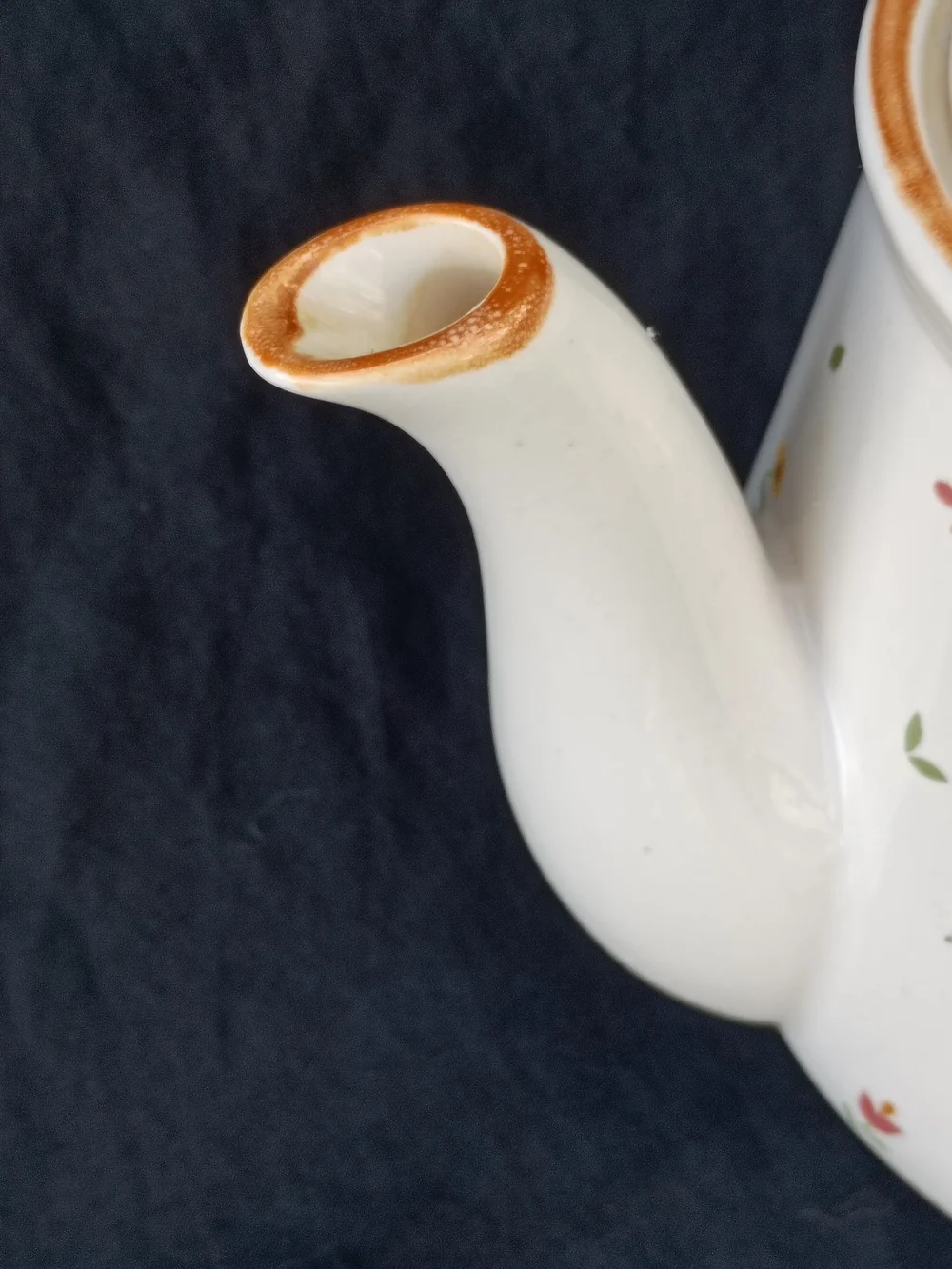 Vtg Mid Century Davir Ceramic Teapot White w Patchwork Flowers Japan